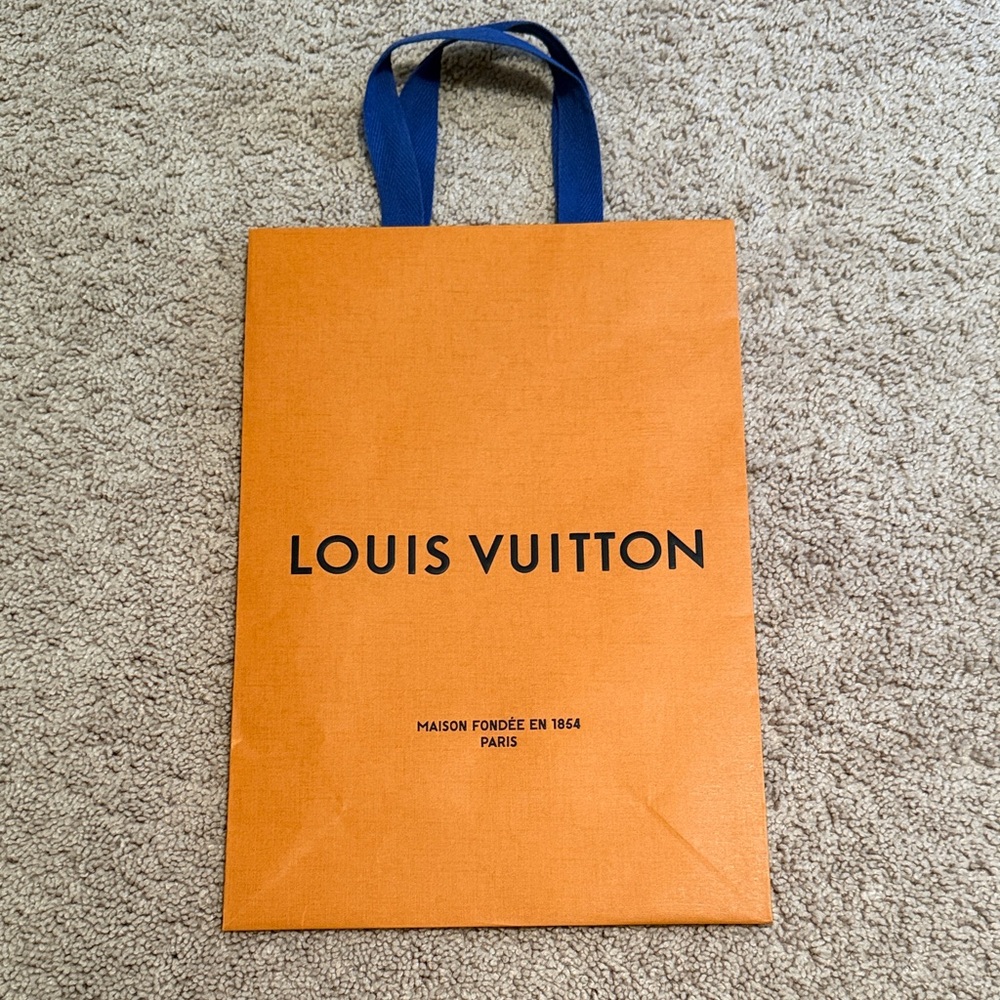 Louis Vuitton Vibrant Orange Tote with Blue Handles